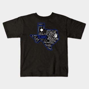 Amarillo Texas cute map Houston San Antonio Dallas Austin Fort Worth El Paso Kids T-Shirt